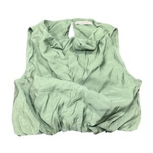 Abercrombie & Fitch Green Modal Sleeveless Bubble Hem Top Size Small Cowl Neck